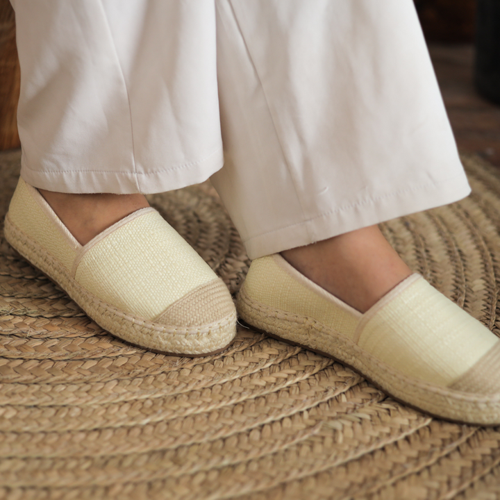 Fabric Patter Espadrilles - Beige