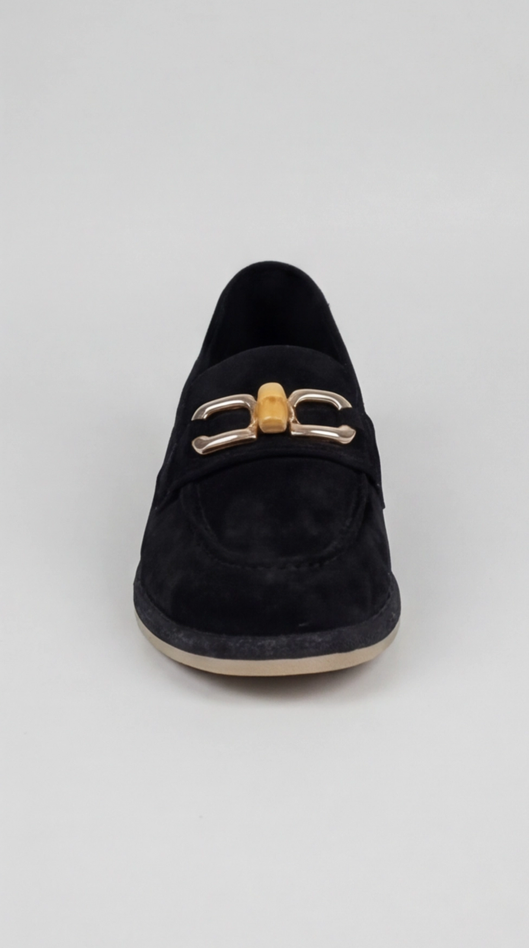 Black Suede Bamboo Horsebit Loafers