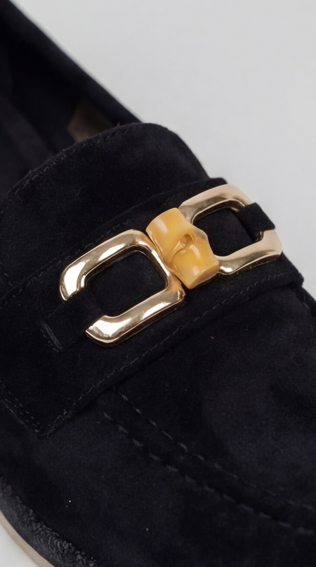 Black Suede Bamboo Horsebit Loafers