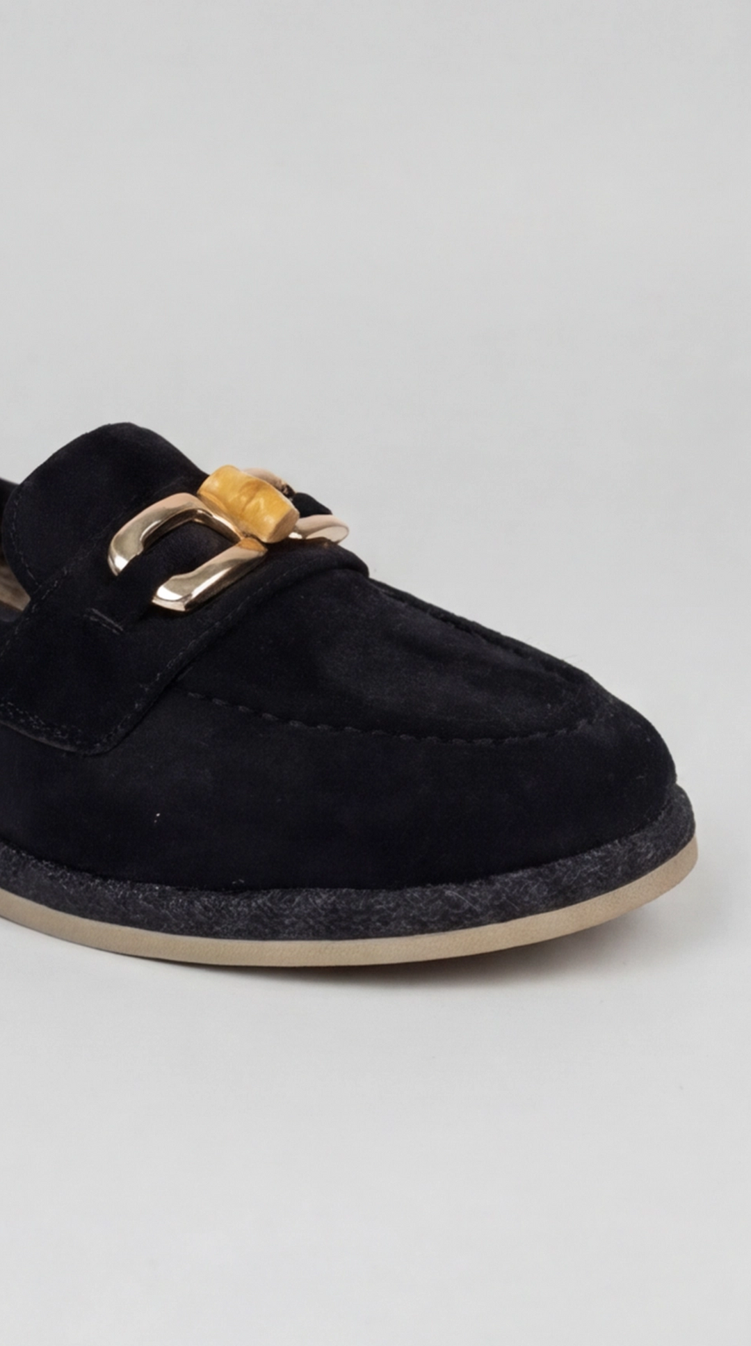 Black Suede Bamboo Horsebit Loafers