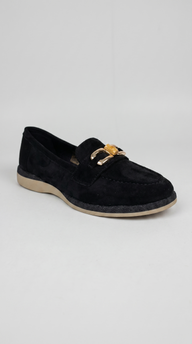 Black Suede Bamboo Horsebit Loafers
