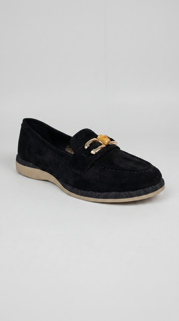 Black Suede Bamboo Horsebit Loafers
