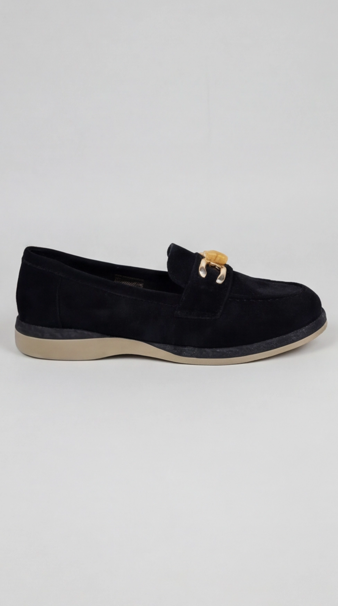 Black Suede Bamboo Horsebit Loafers