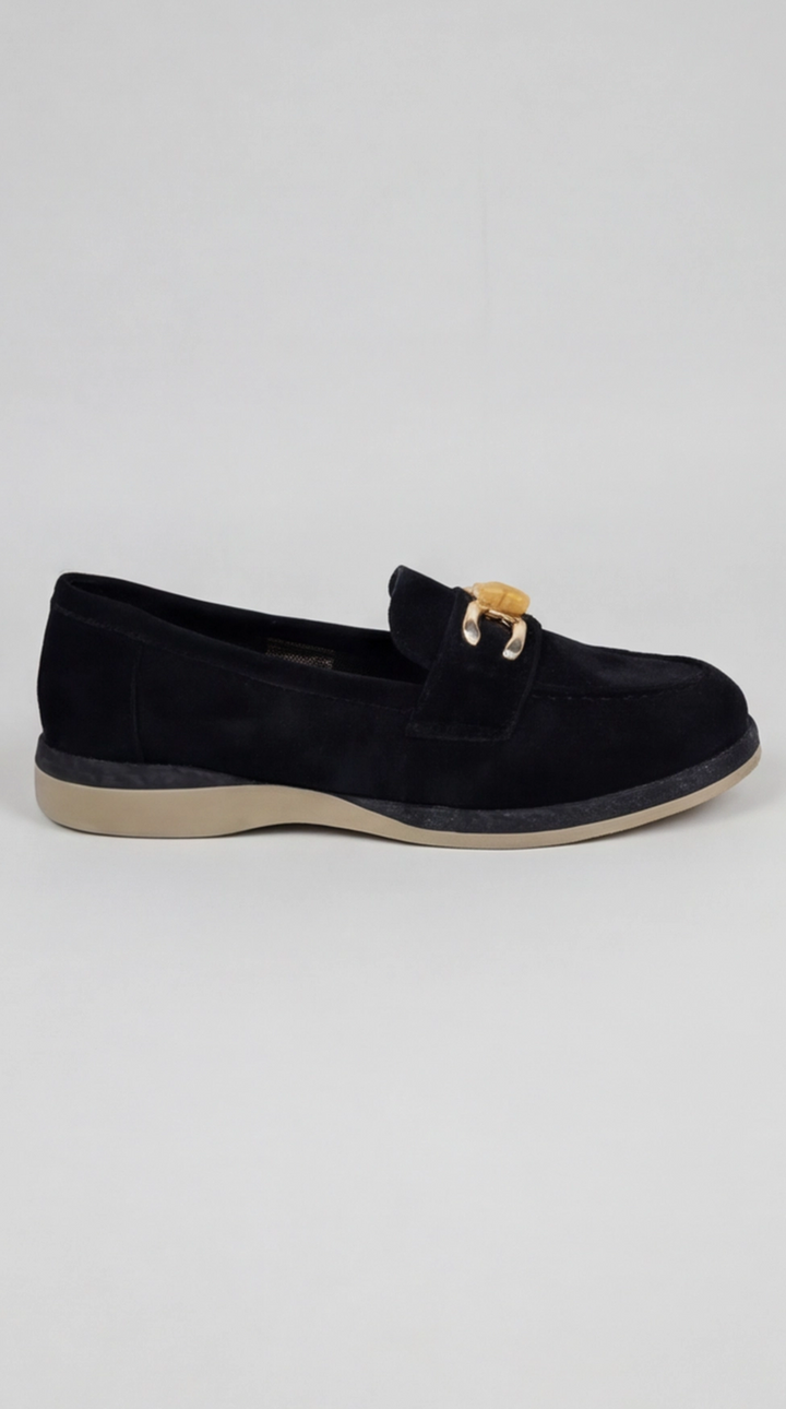 Black Suede Bamboo Horsebit Loafers