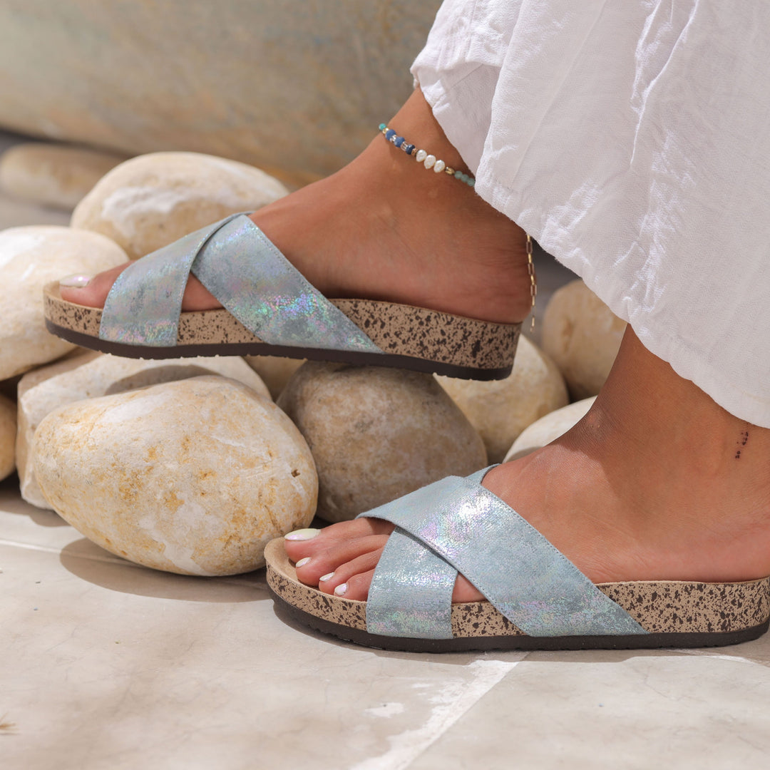 Radiant Metallic Babyblue Slides