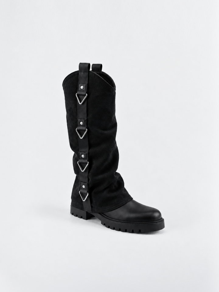 The Solstice Knee-High Boot Faux Suede – Black