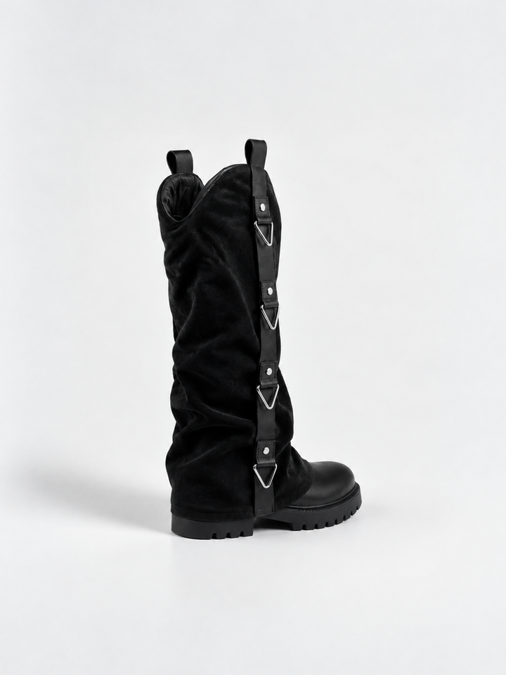 The Solstice Knee-High Boot Faux Suede – Black