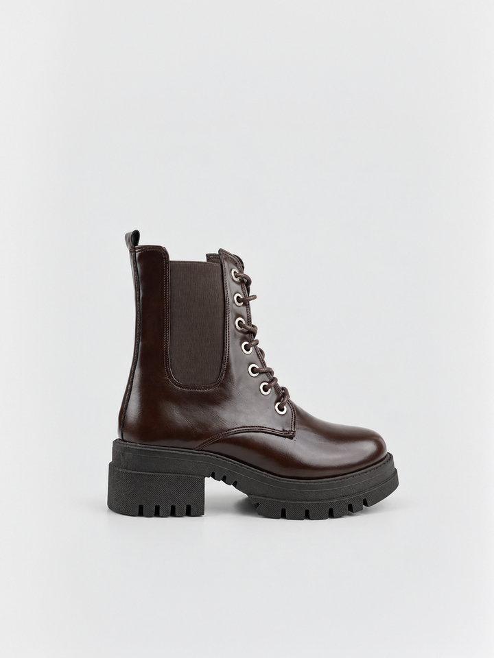 The Trooper Combat Boot Faux Leather – Brown