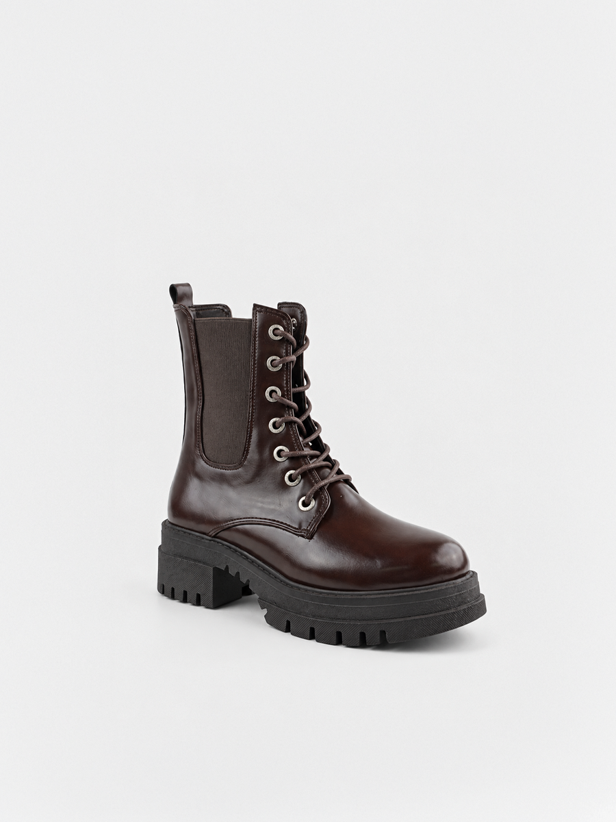 The Trooper Combat Boot Faux Leather – Brown
