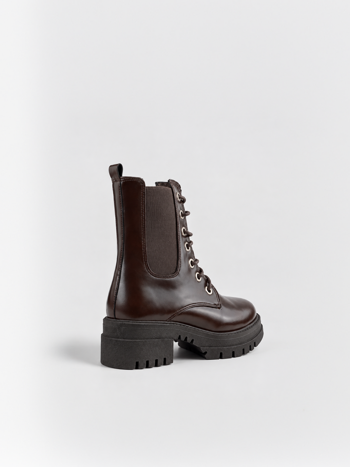 The Trooper Combat Boot Faux Leather – Brown