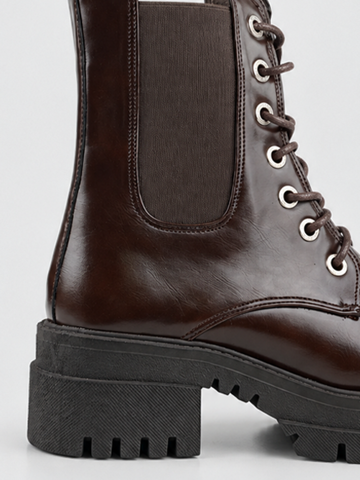 The Trooper Combat Boot Faux Leather – Brown