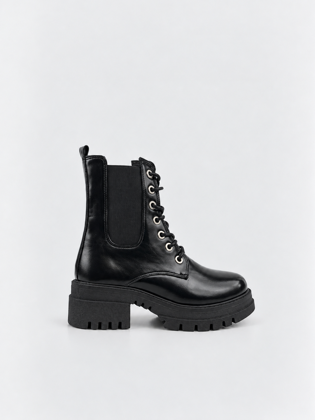 The Trooper Combat Boot Faux Leather – Black