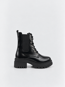 The Trooper Combat Boot Faux Leather – Black
