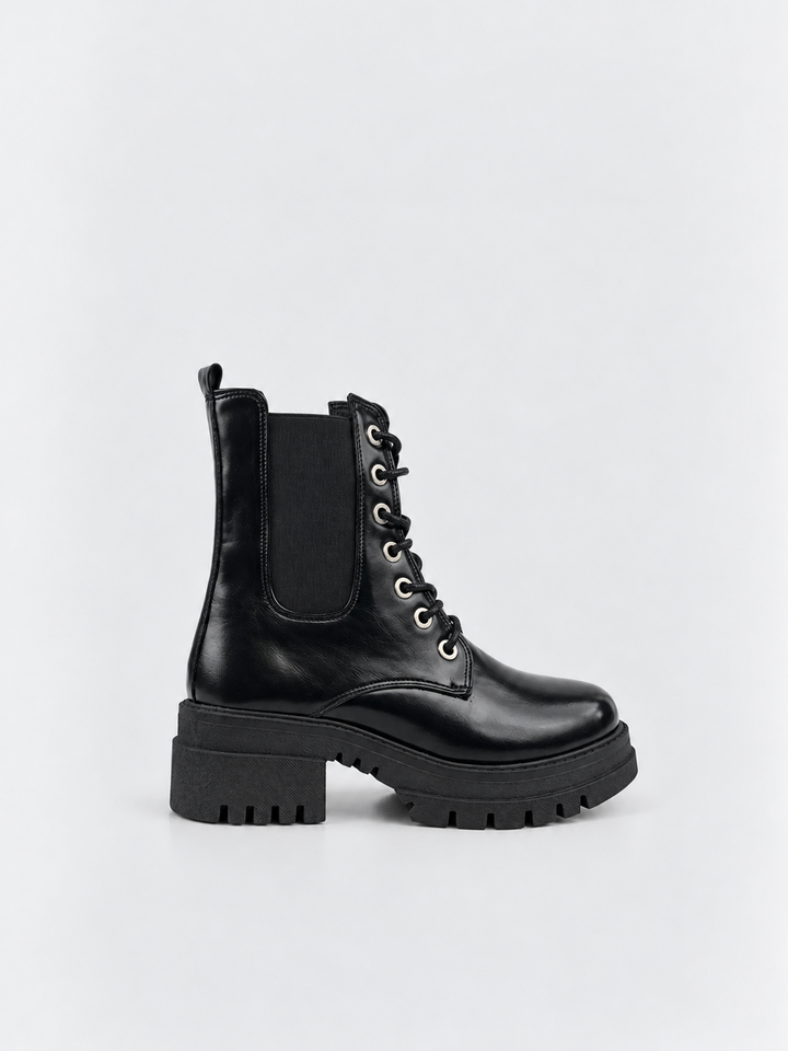 The Trooper Combat Boot Faux Leather – Black