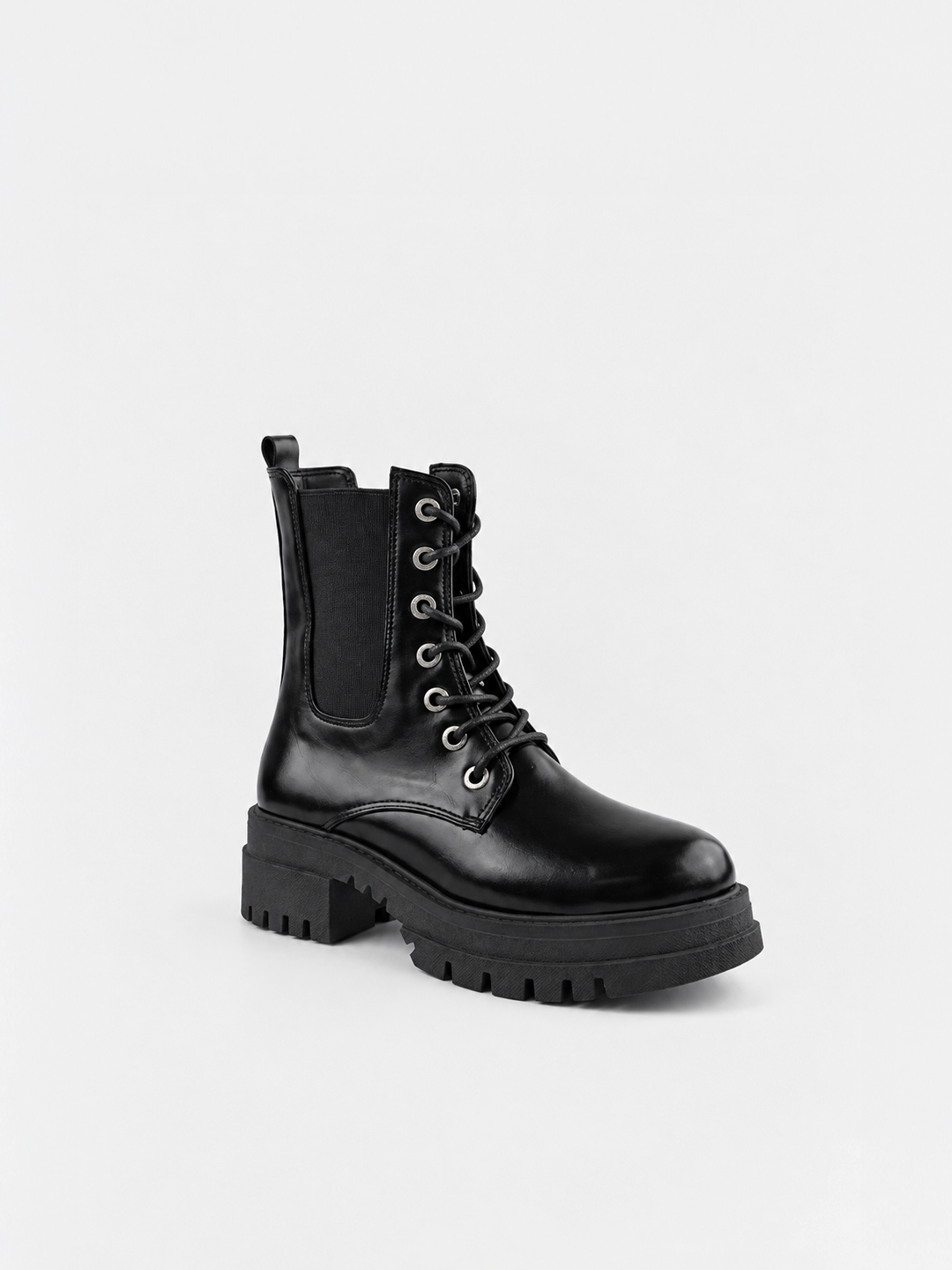 The Trooper Combat Boot Faux Leather – Black