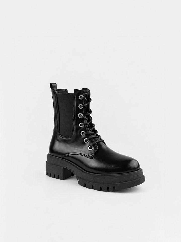 The Trooper Combat Boot Faux Leather – Black