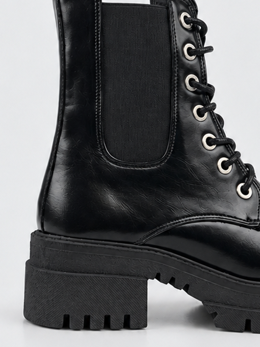 The Trooper Combat Boot Faux Leather – Black