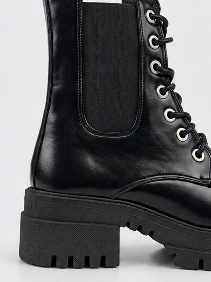 The Trooper Combat Boot Faux Leather – Black