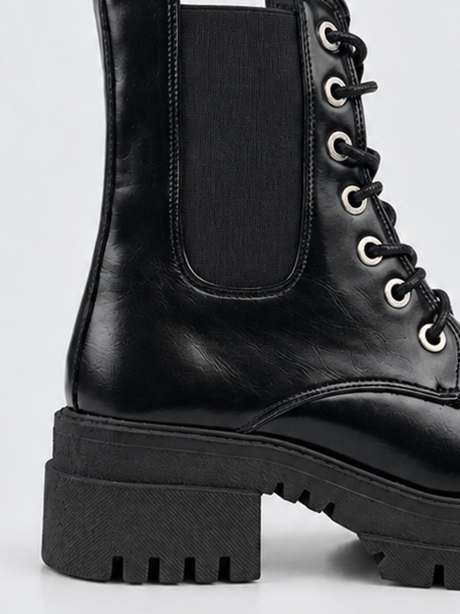 The Trooper Combat Boot Faux Leather – Black