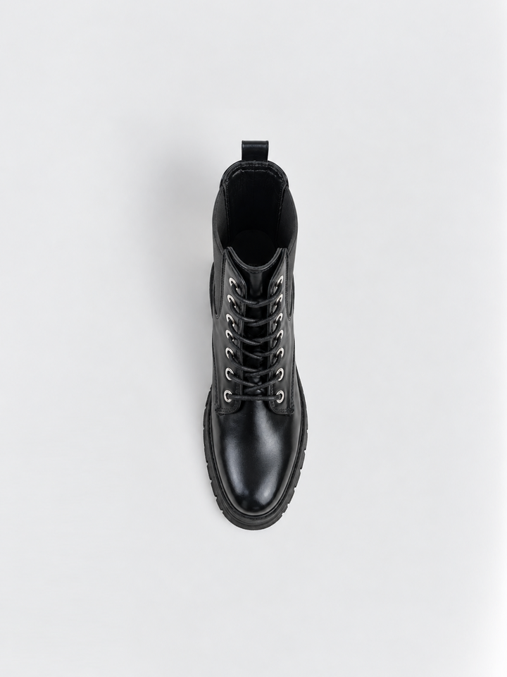 The Trooper Combat Boot Faux Leather – Black