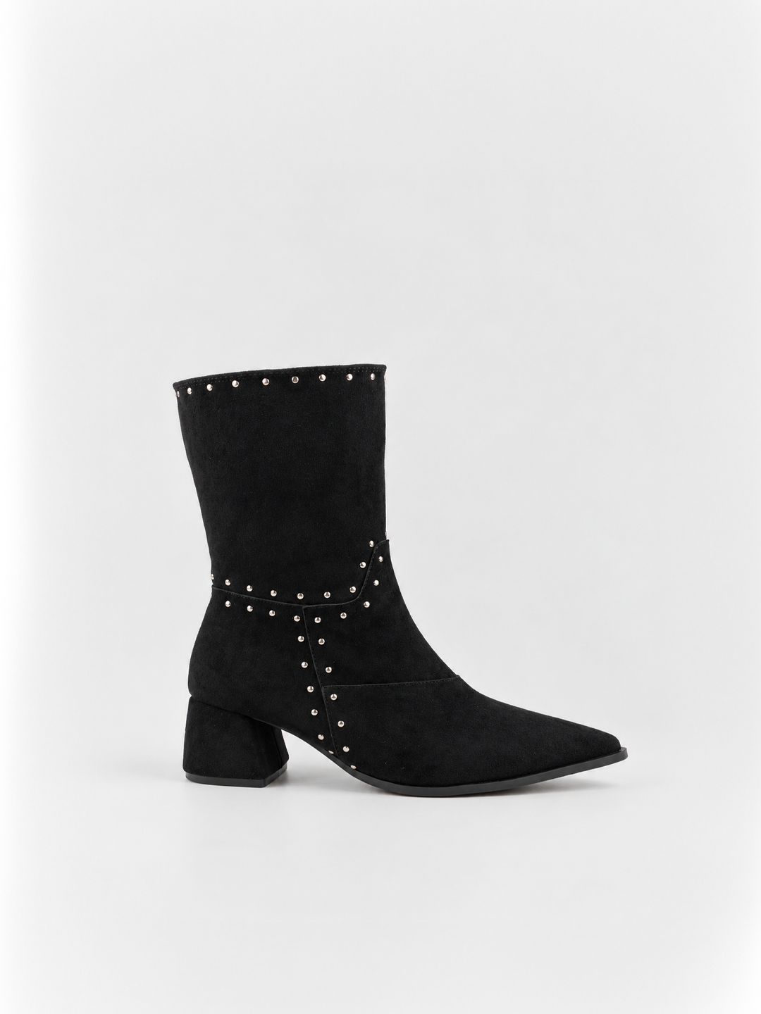 The Harlow Heel Ankle Boot Faux suede – Black