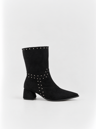 The Harlow Heel Ankle Boot Faux suede – Black