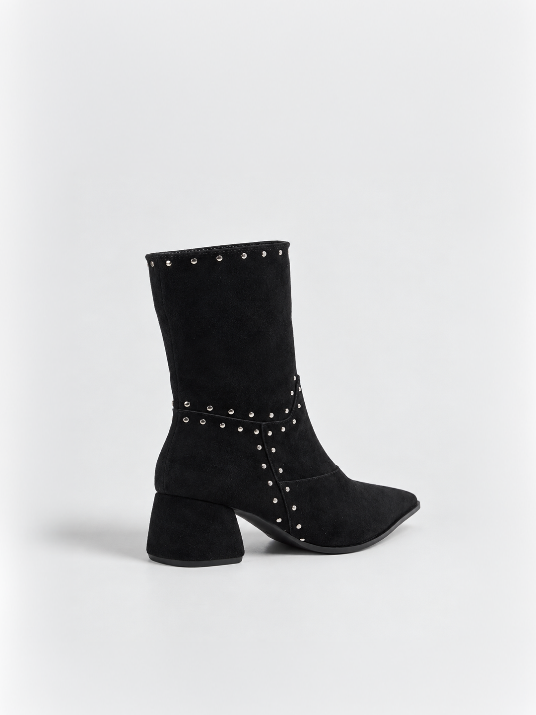 The Harlow Heel Ankle Boot Faux suede – Black