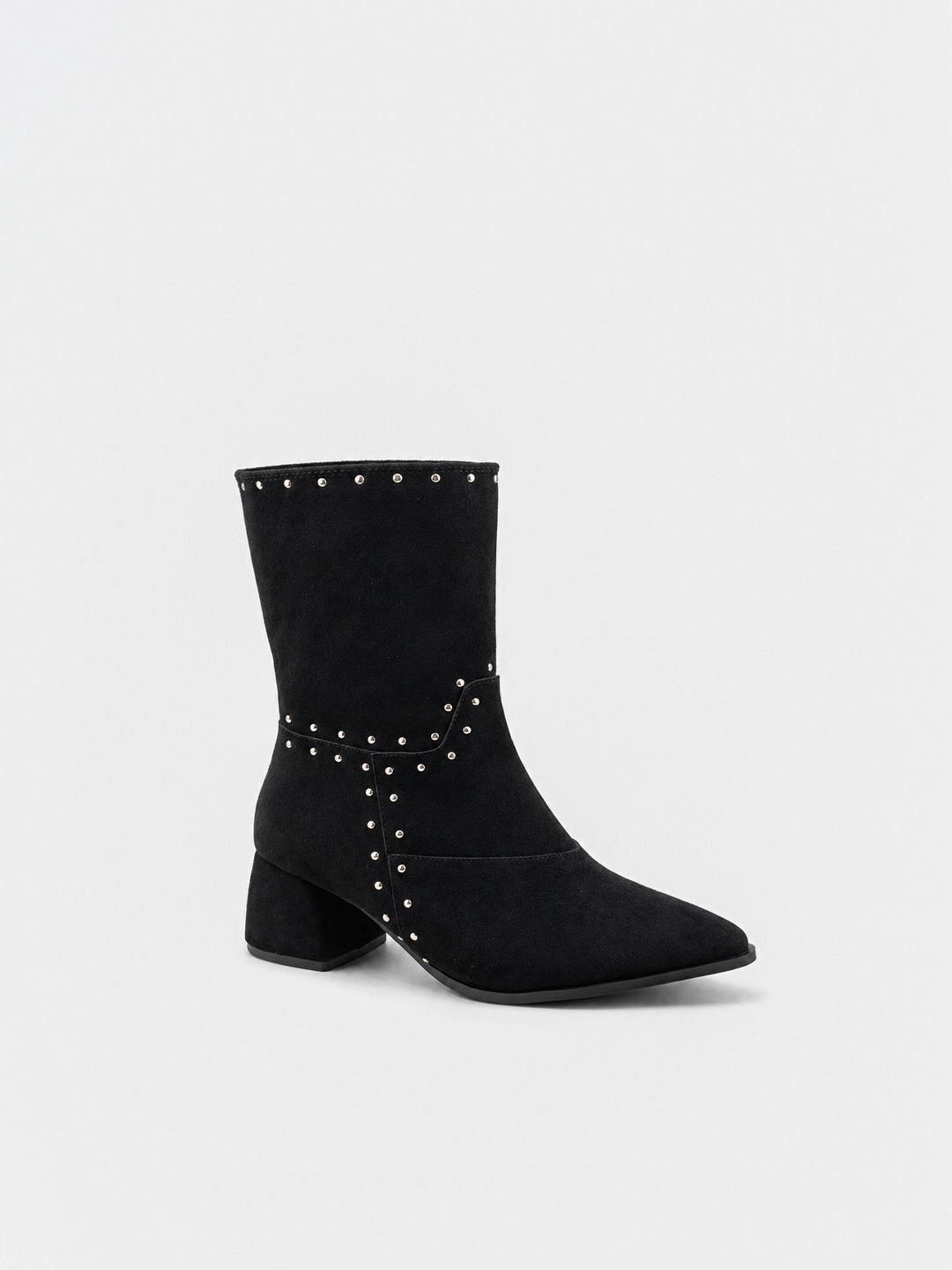 The Harlow Heel Ankle Boot Faux suede – Black