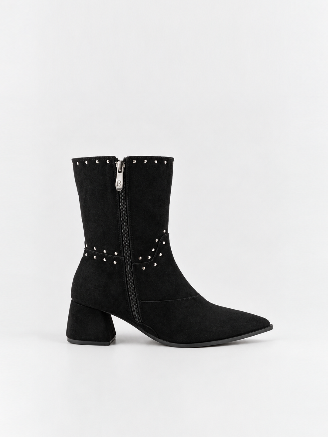 The Harlow Heel Ankle Boot Faux suede – Black
