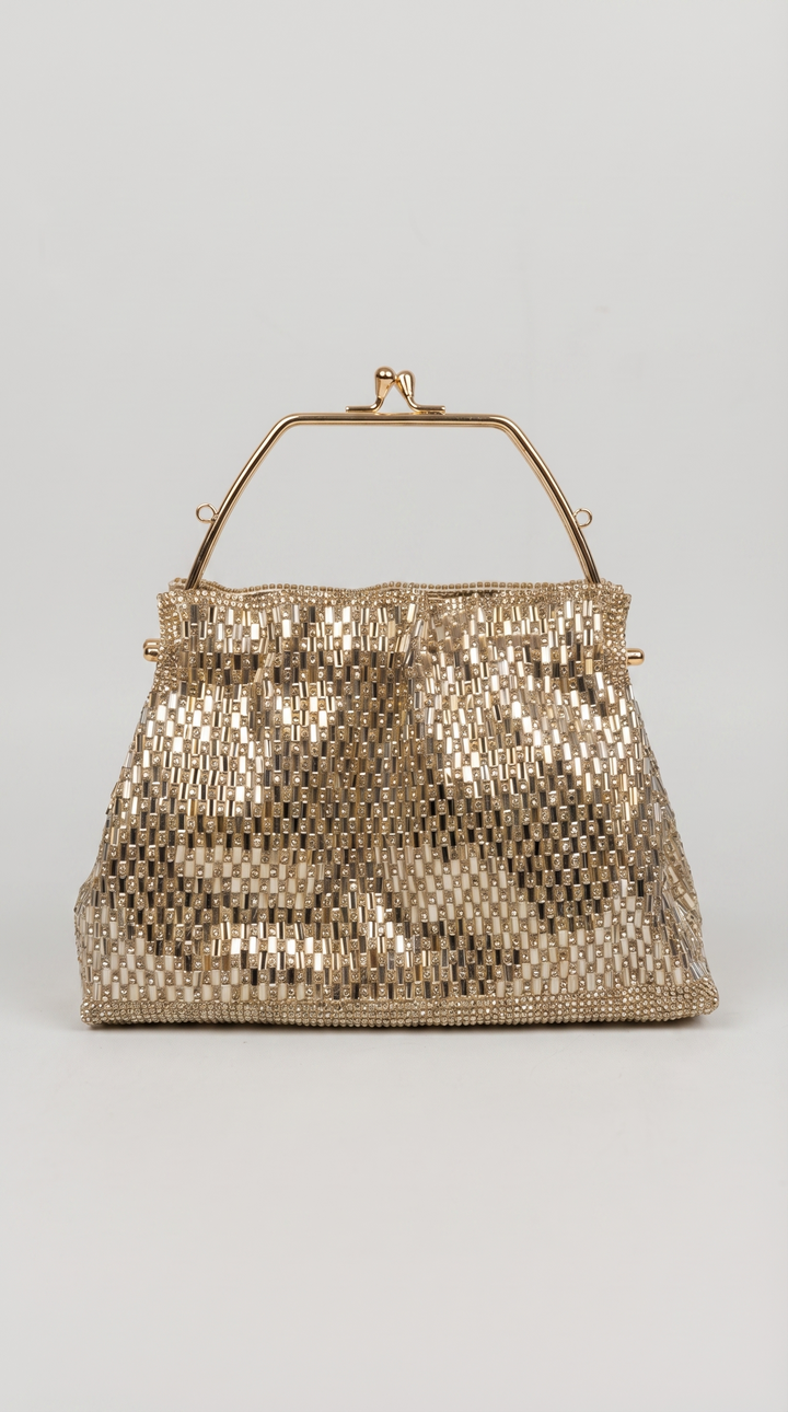 Golden Beaded Frame Bag