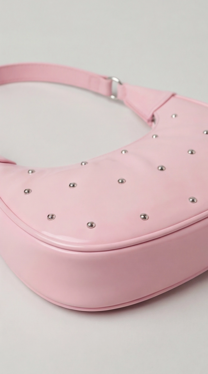 The Ivory Nova Studded Shoulder Bag | Pink Marshmallow