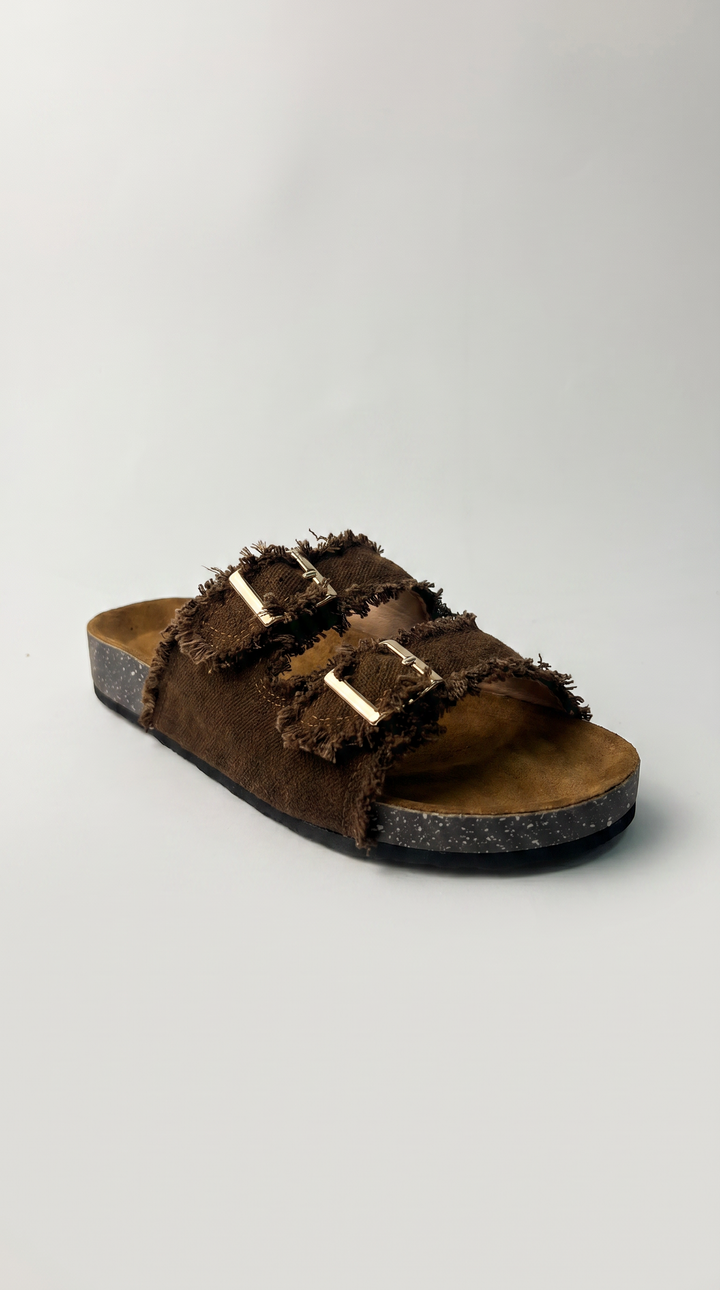 Chic deep chocolate brown canvas sandal
