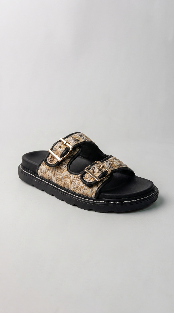 The Oasis Woven Slide - Black