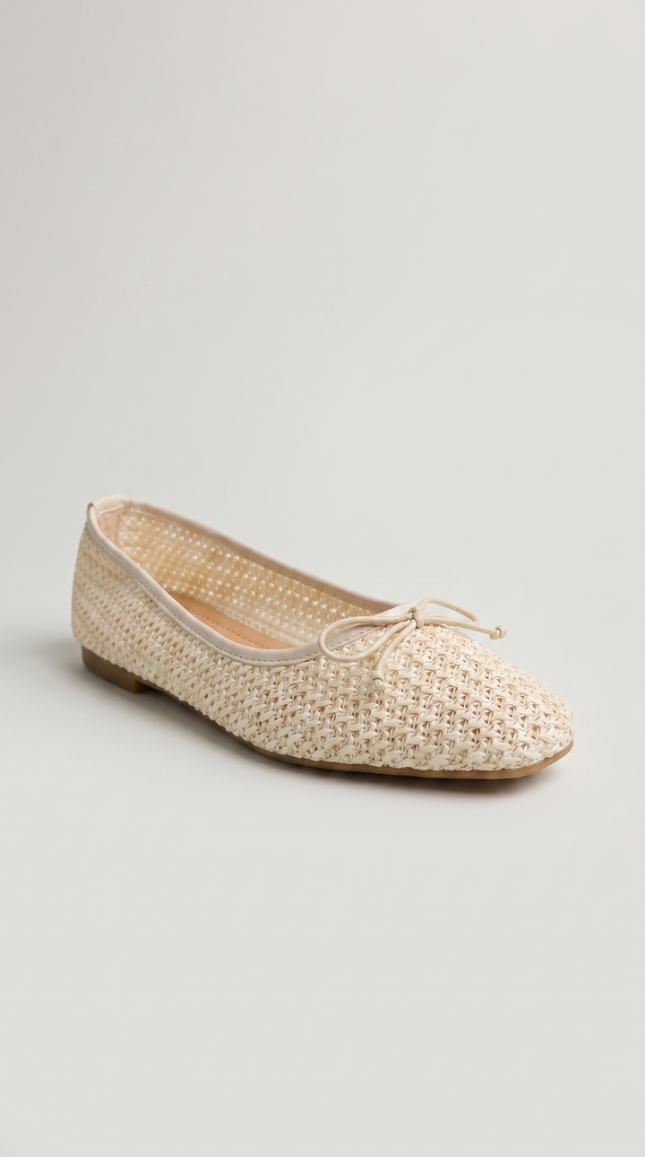 The Aria Raffia Ballet Flat - Beige