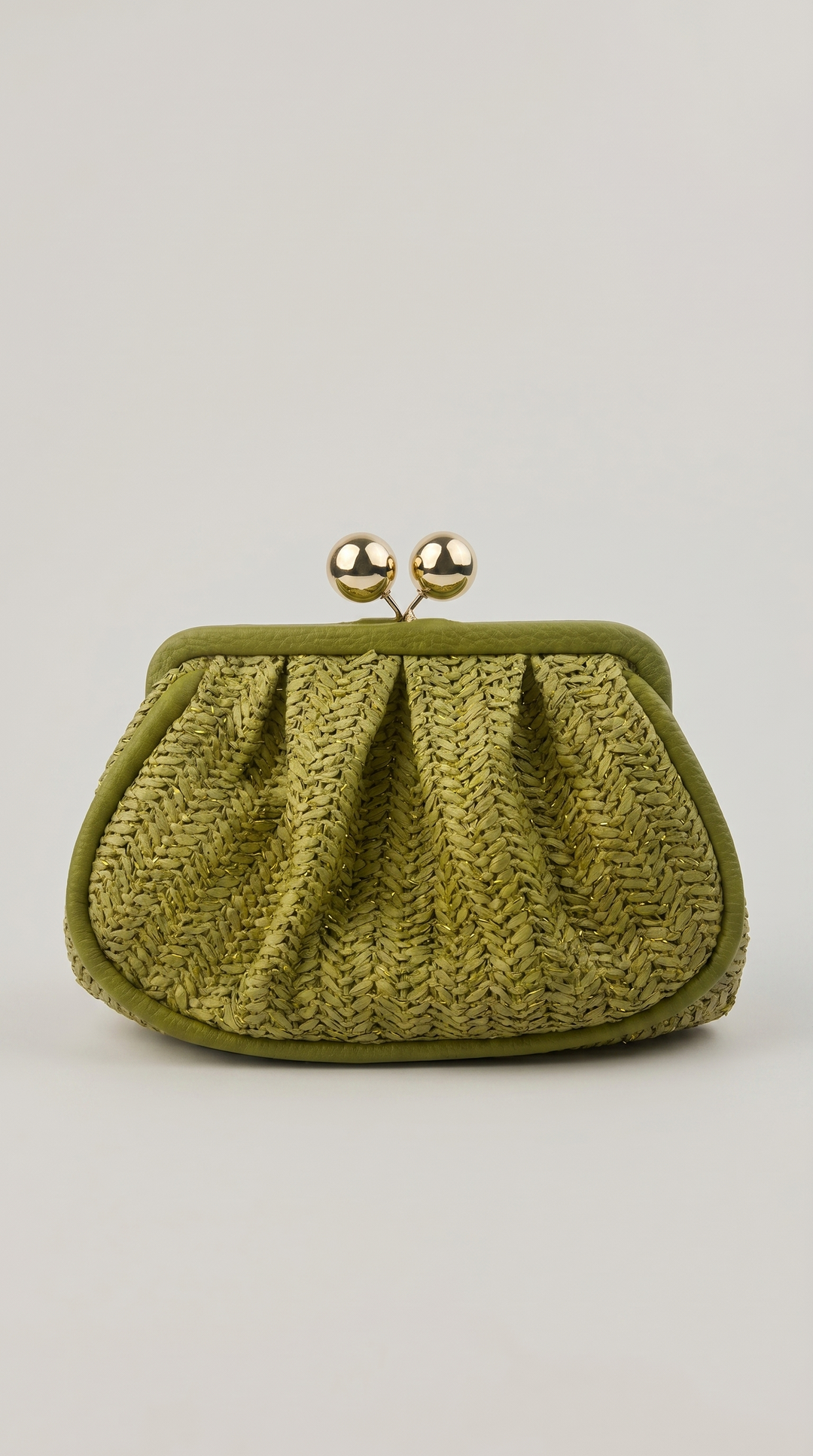 Olive Green Woven Kiss-Lock Pouch