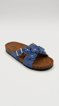 Denim Blue Floral Cross Sandal