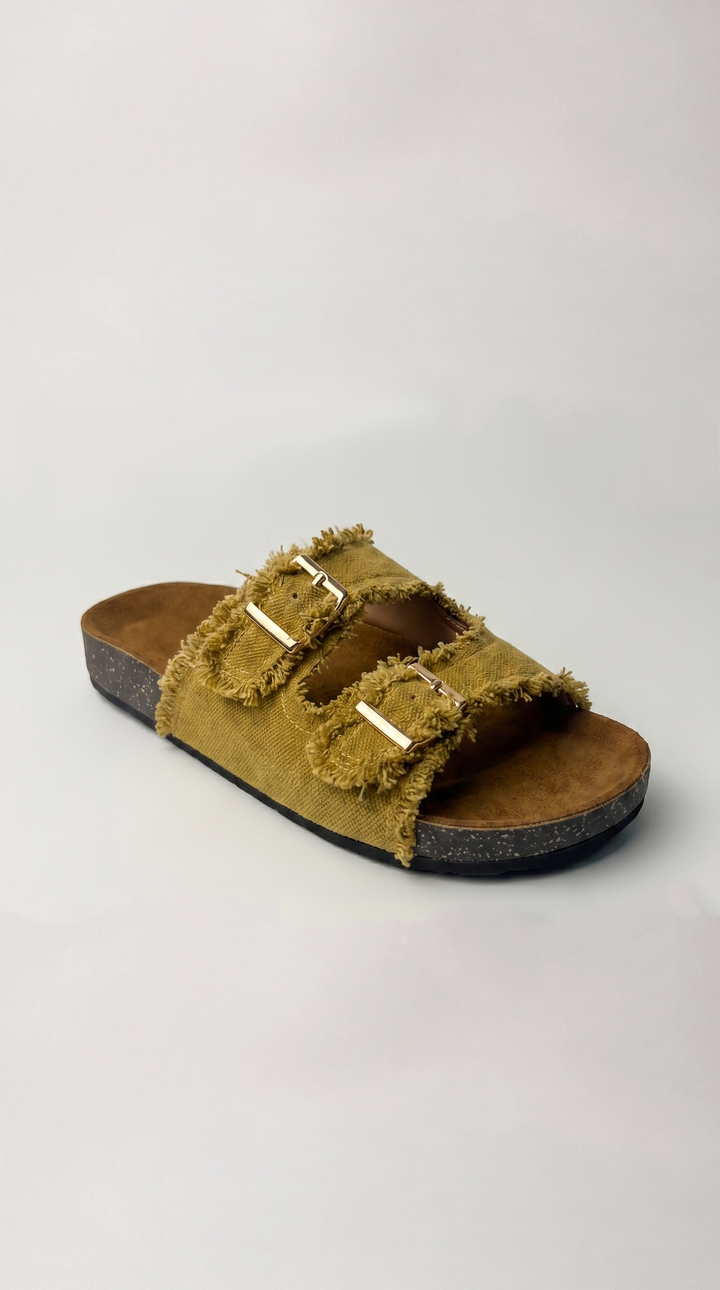 Chic mustard yellow canvas sandal