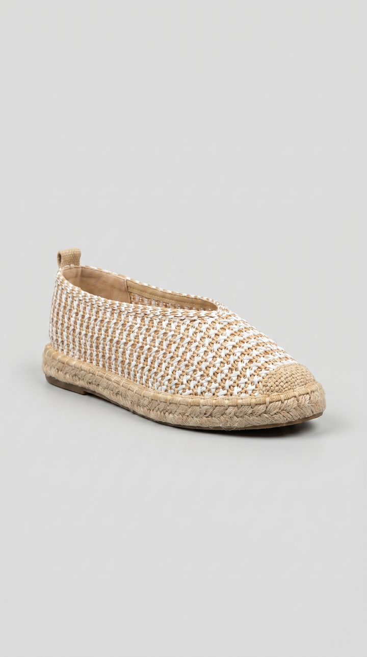 The Isla Raffia Espadrille - two-tone ivory and tan