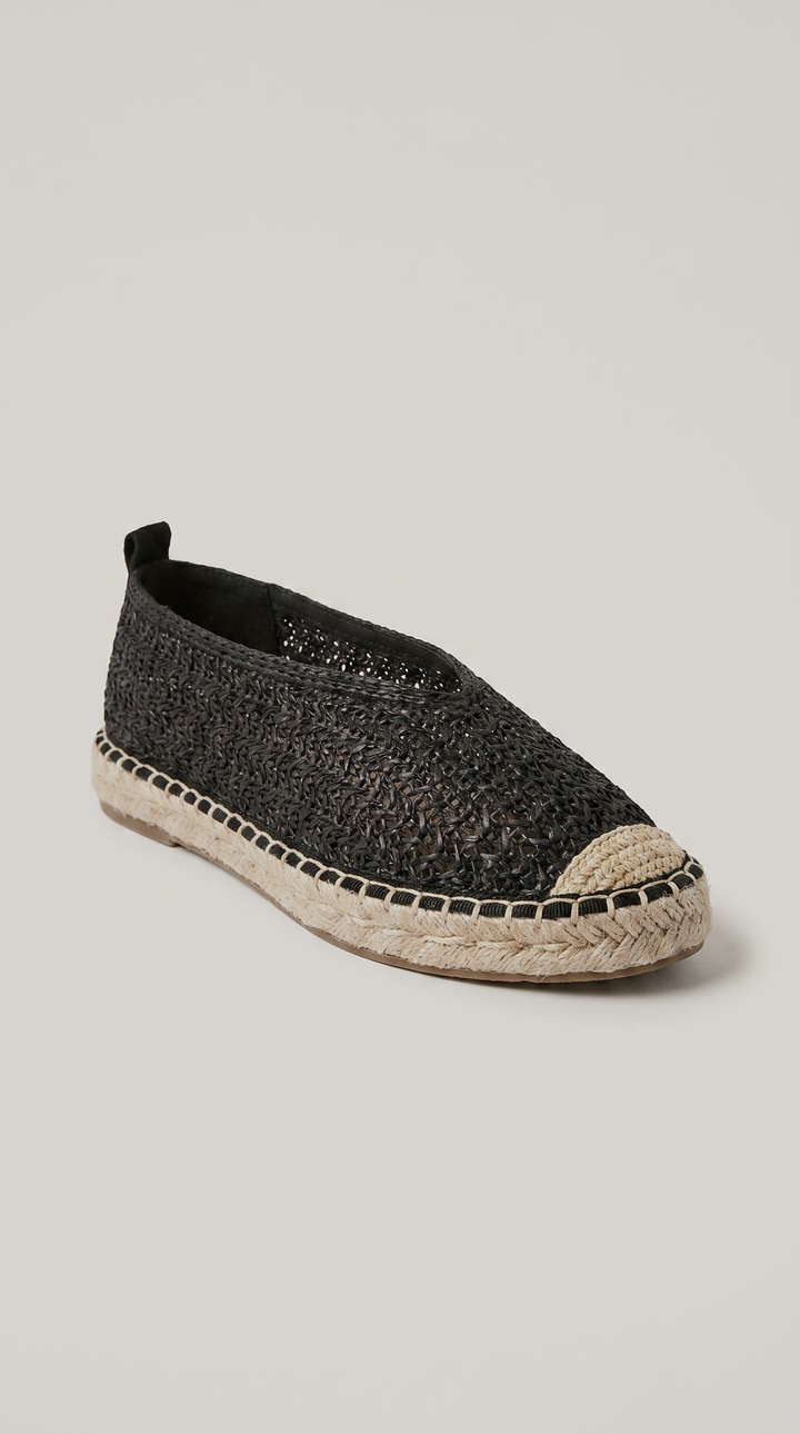 The Isla Raffia Espadrille - Black