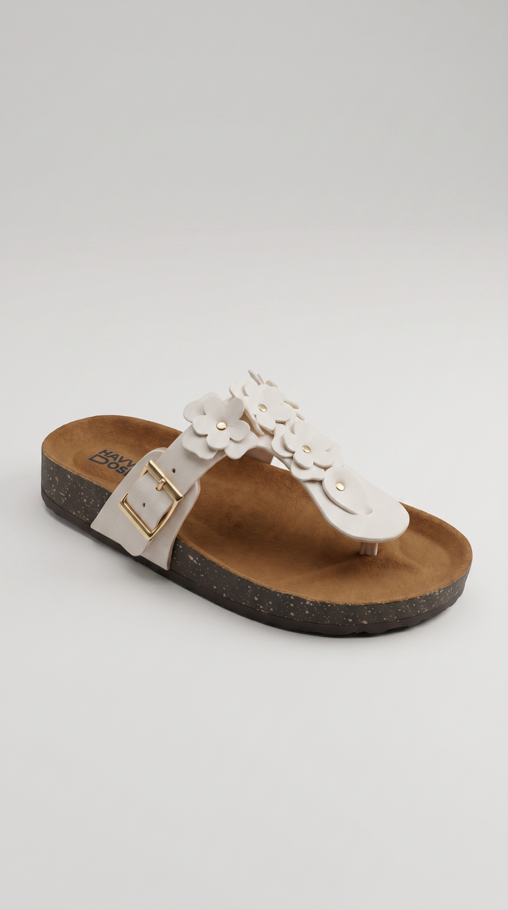 Ivory White Floral Appliqué Platform Sandal