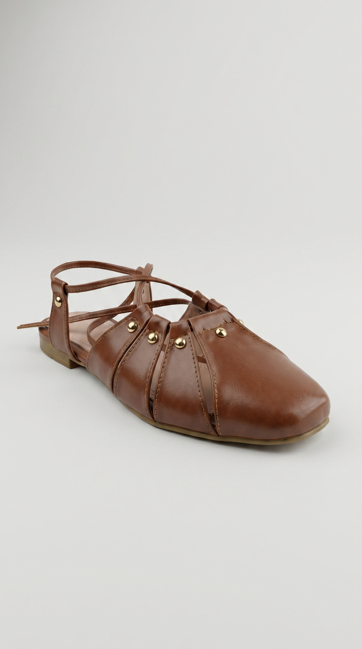 The Artisan Cross-Strap Flat - Camel