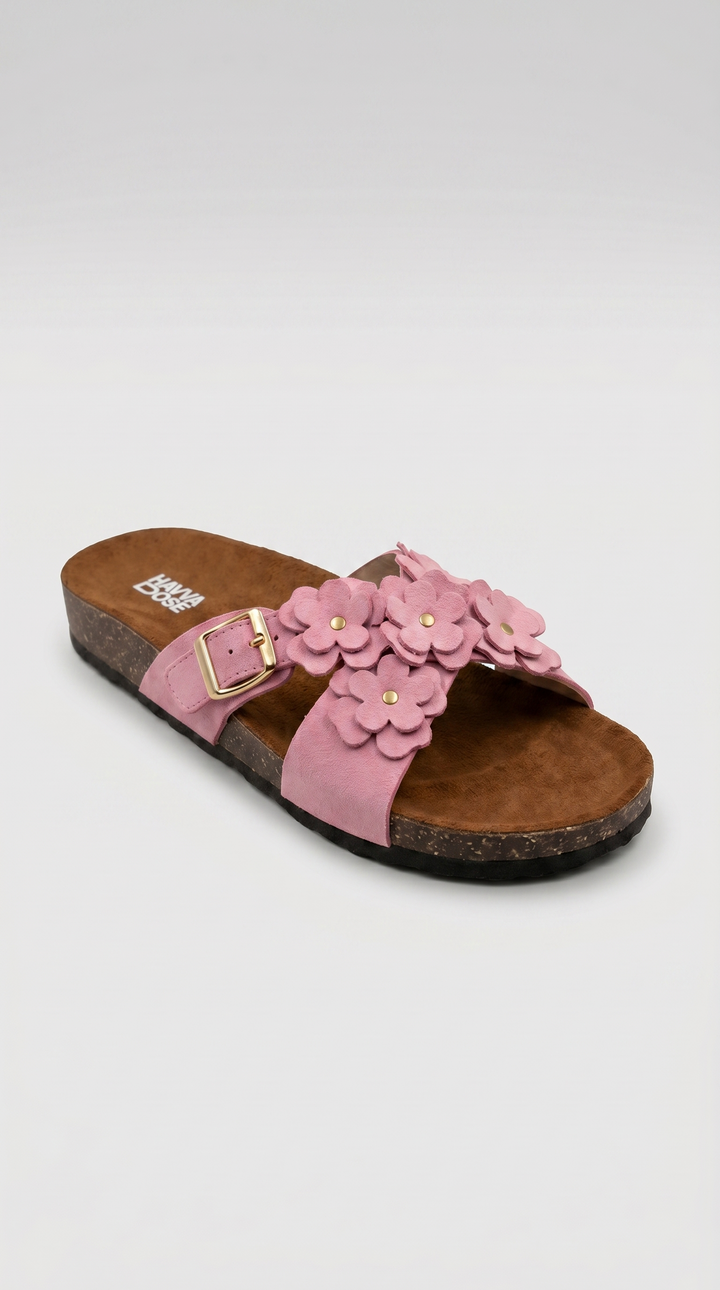 Dusty Pink Floral Cross Sandal