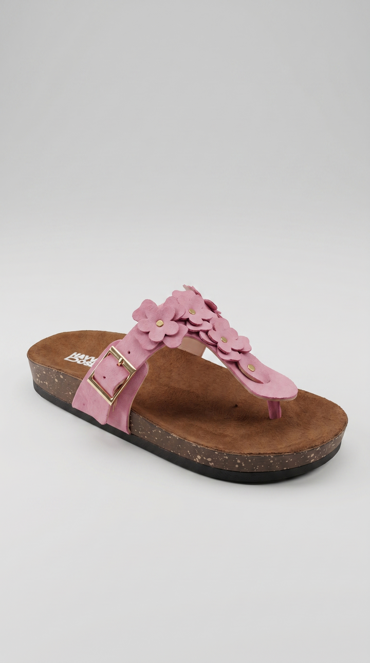 Dusty Pink Floral Appliqué Platform Sandal