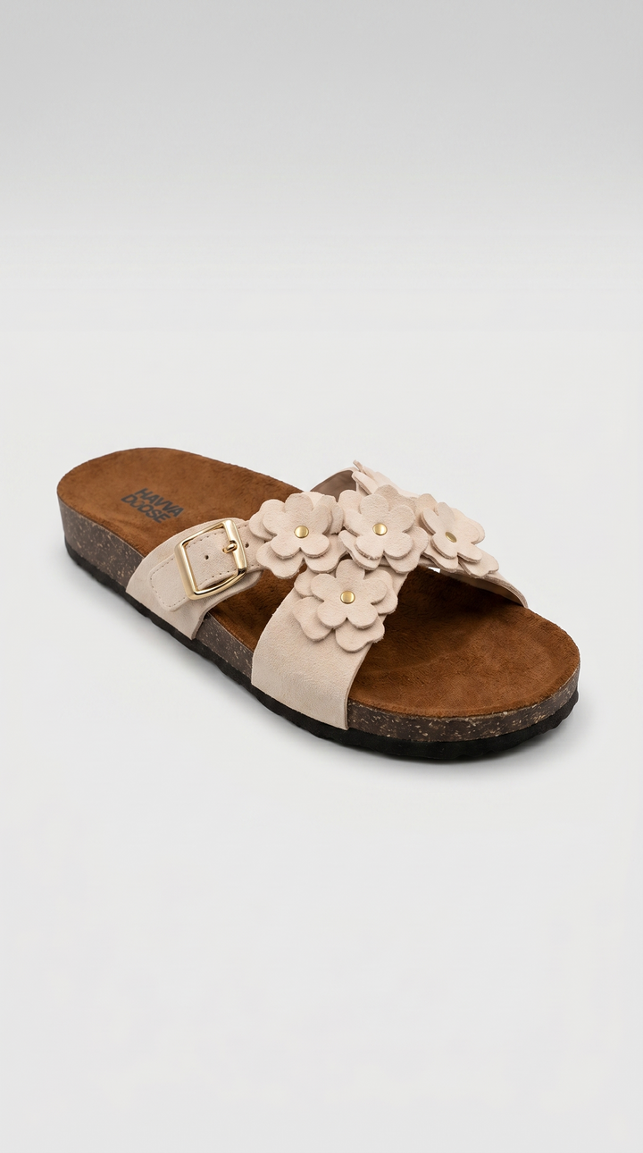 Ivory White Floral Cross Sandal