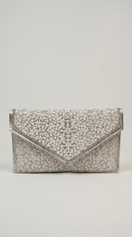 The Pearl Pavé Envelope Clutch - Silver