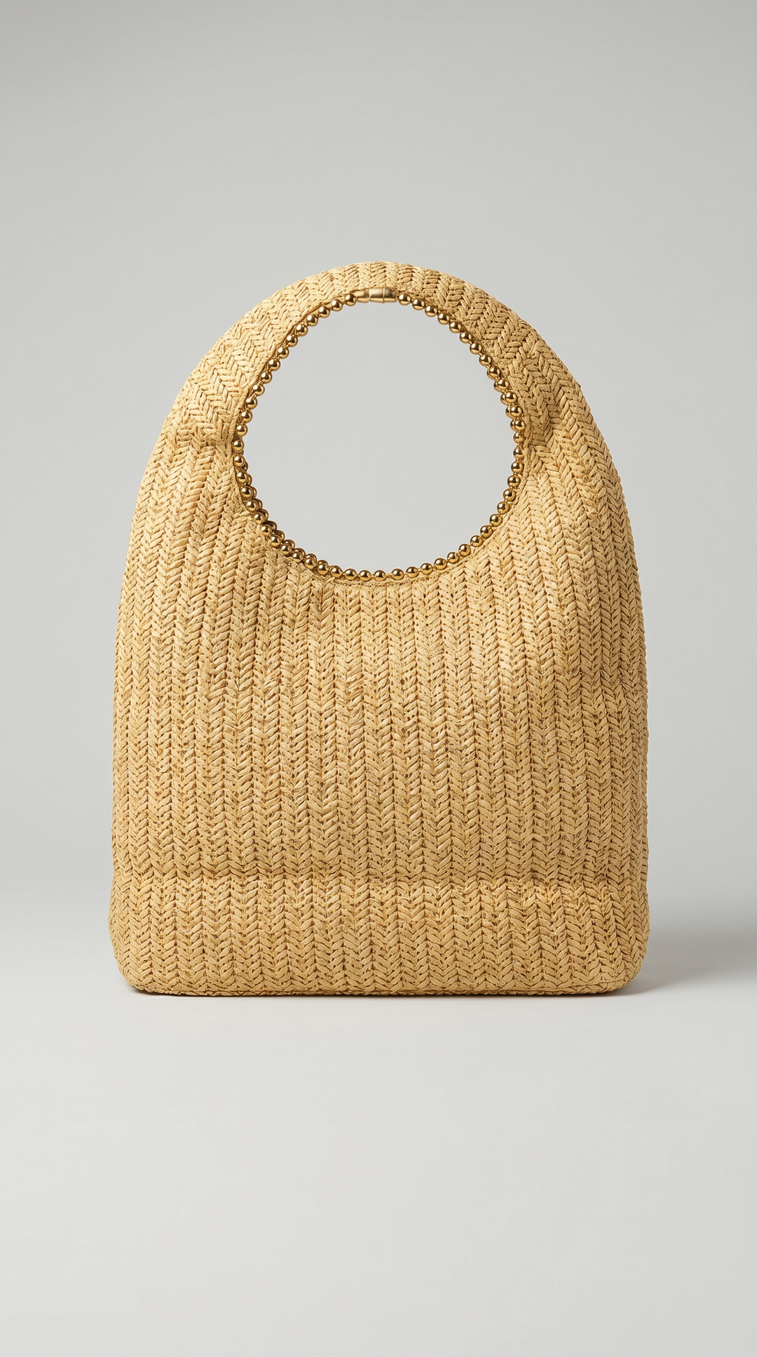 Beaded Cut-Out Chevron Straw Tote