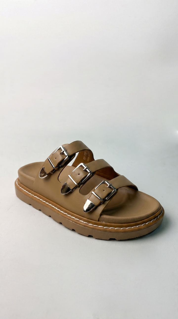 The Onyx Moto Slide - toffee brown