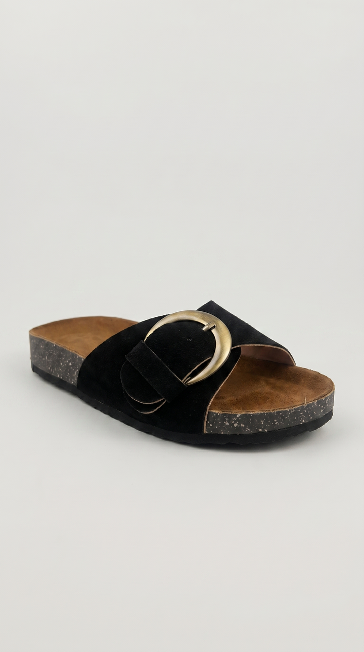 The Luna Buckle Slide - Black