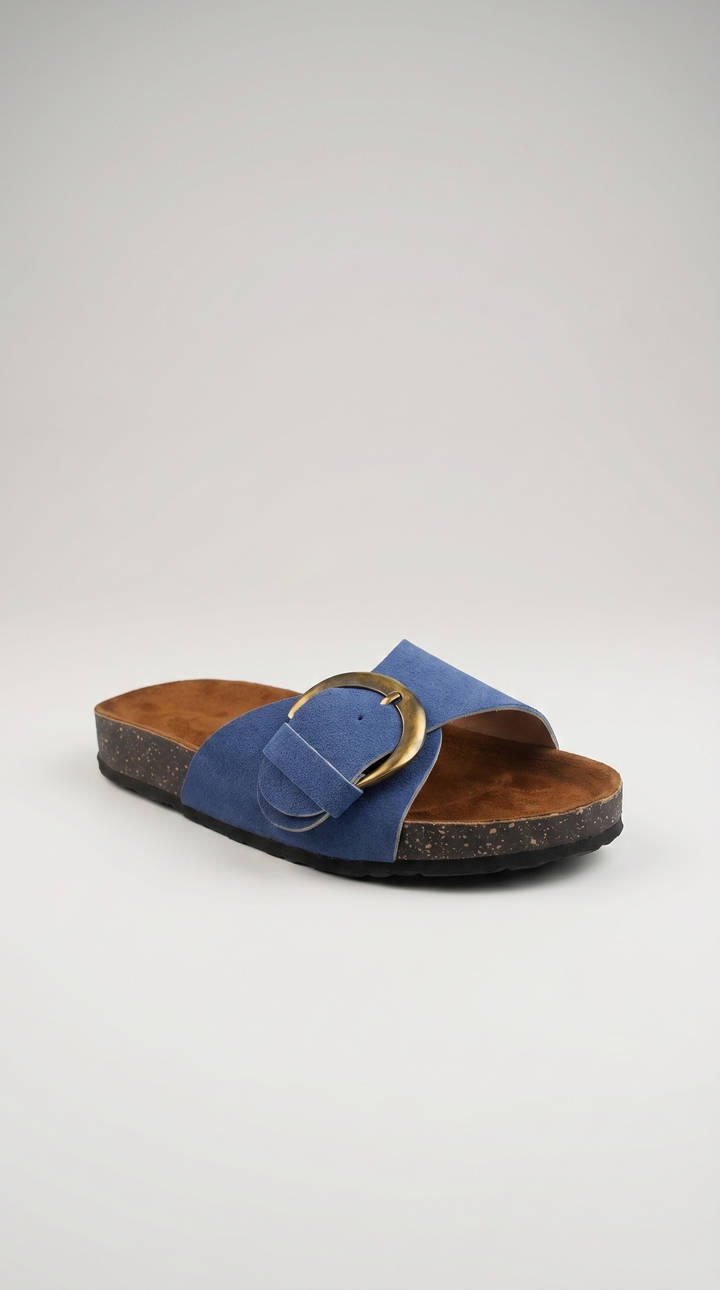 The Luna Buckle Slide - Jeans