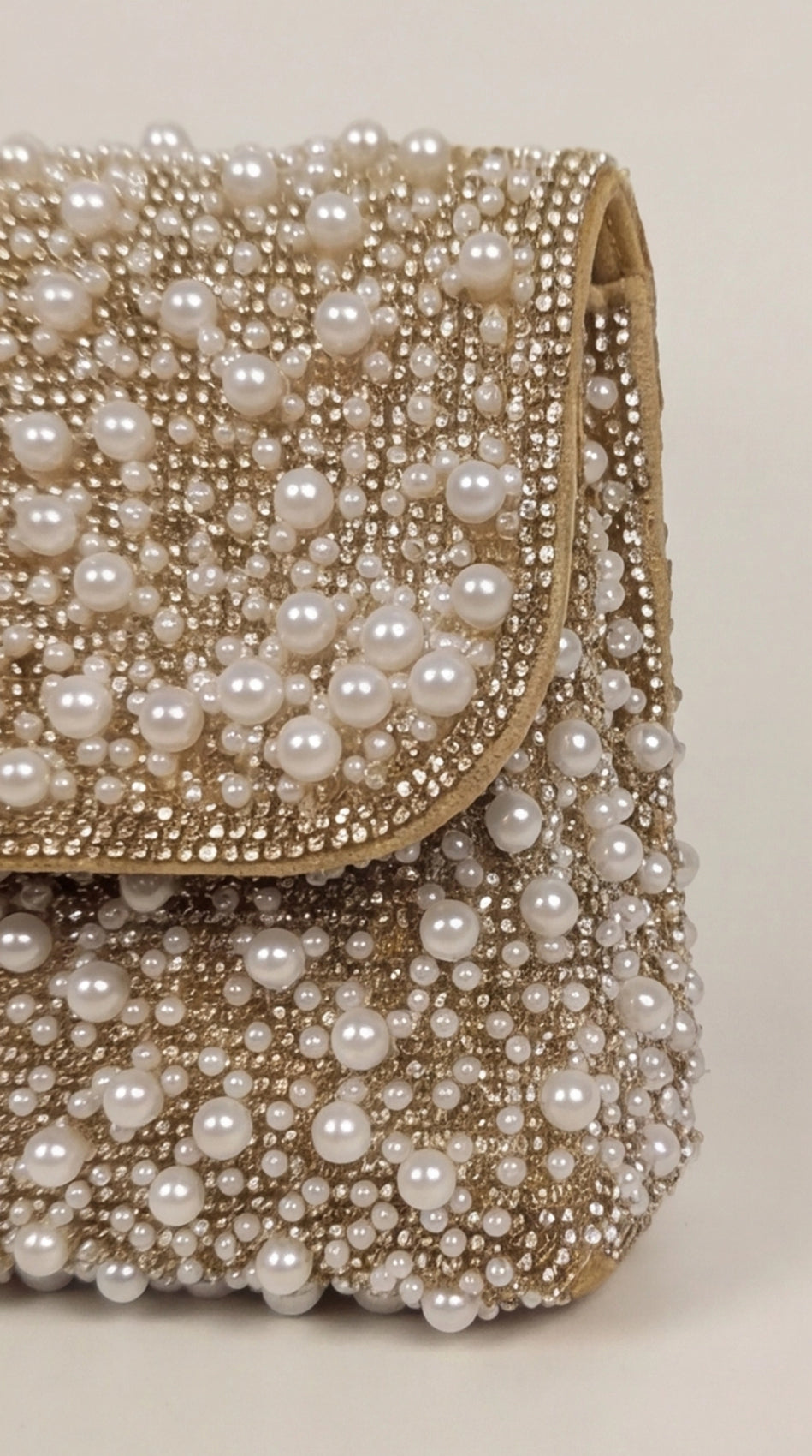 Pearl &amp; Crystal Embellished Clutch Bag